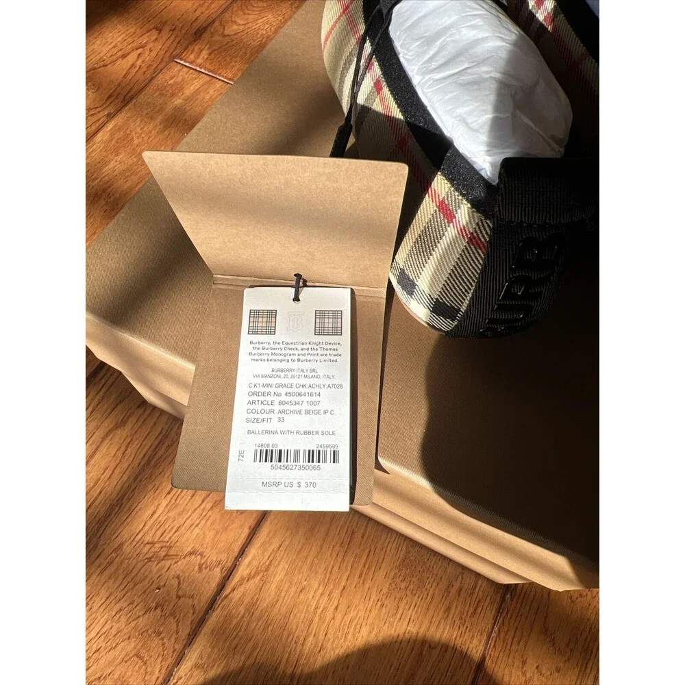 Burberry Mini Grace Logo Detail Check Ballerina Flat (1) - Picture 6 of 8